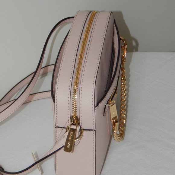 NWT Michael Kors Jet Set Item Leather LG EW Zip Chain XBody Bag Powder Blush - Picture 8 of 10